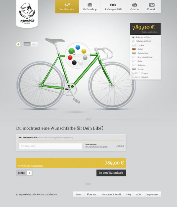 My Own Bike Configuration - Web and User Interface Design by DieTaikonauten