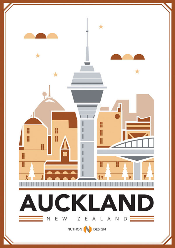 Auckland City Illustration by Nuthon Phengsathon