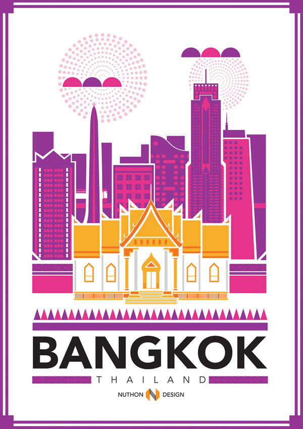 Bangkok City Illustration by Nuthon Phengsathon