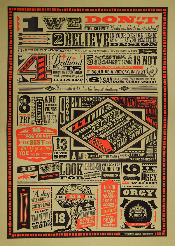 H-57 Commandments - Typographic Poster Design