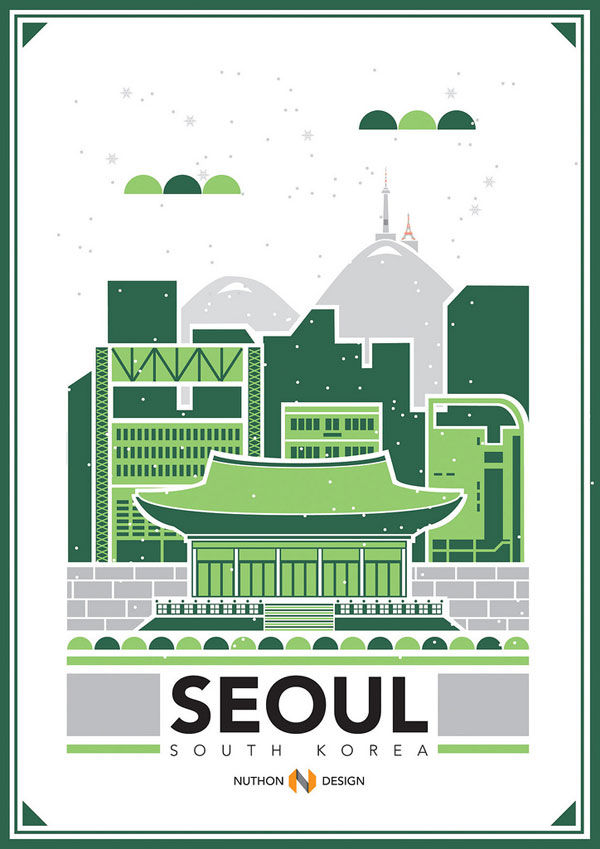 Seoul City Illustration by Nuthon Phengsathon