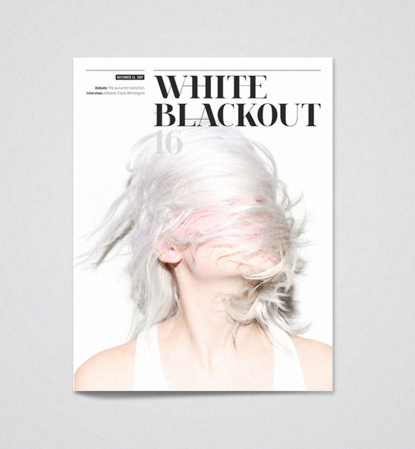 White Blackout Magazine Cover Design by Kasper Pyndt Studio