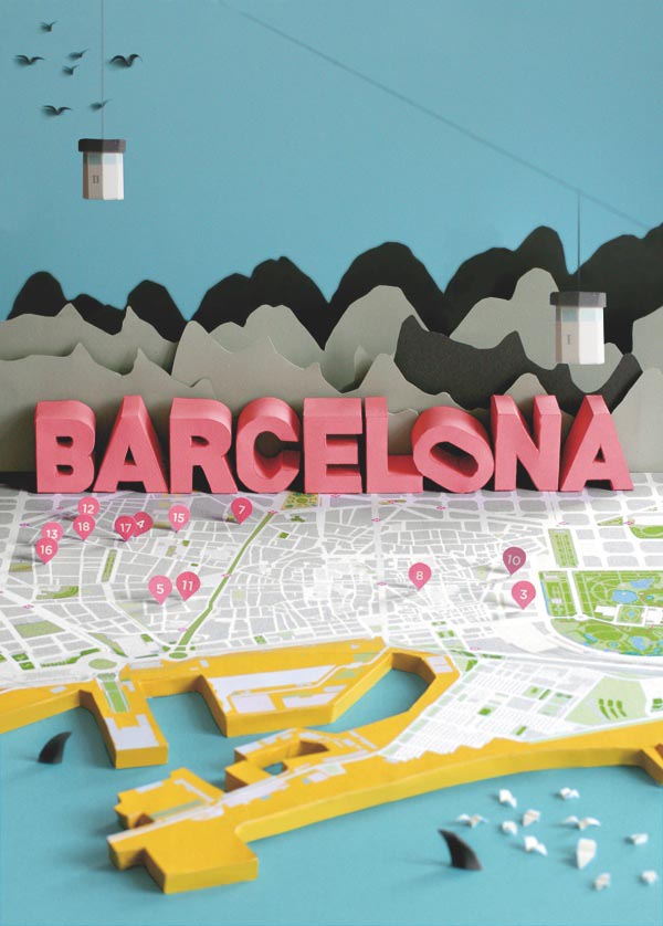 Barcelona 3D Papercraft City Map by Anna Härlin