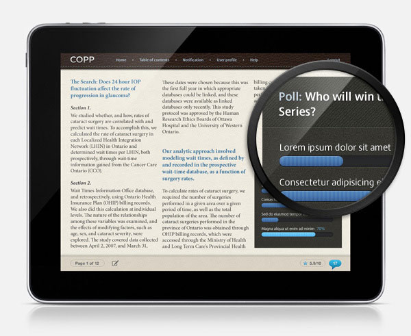COPP iPad app - User Interface Design by Avivo