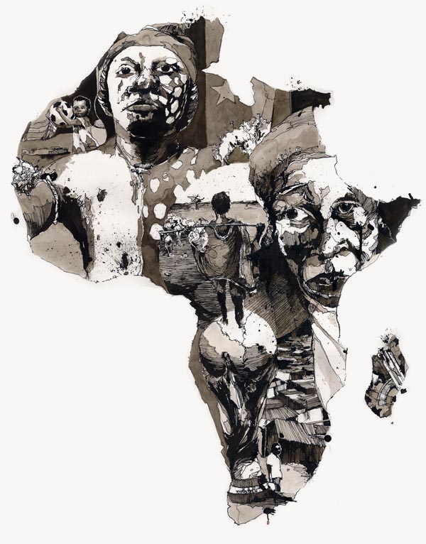 Africa Drawing by Simon Prades