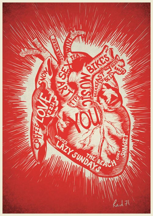 Heart Illustration and Typo by Chris Thornley