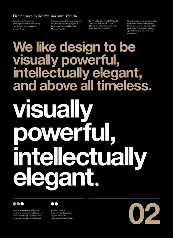 Typographic Posters by Anthony Neil Dart with quotes by by Massimo Vignelli