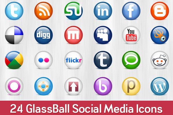 Glossy Round social icons