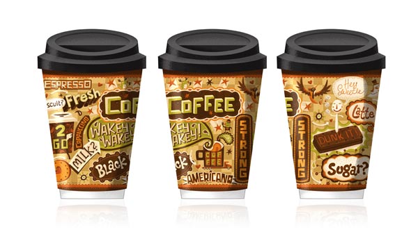 Illustrated Coffee Cups Package Design by Steve Simpson