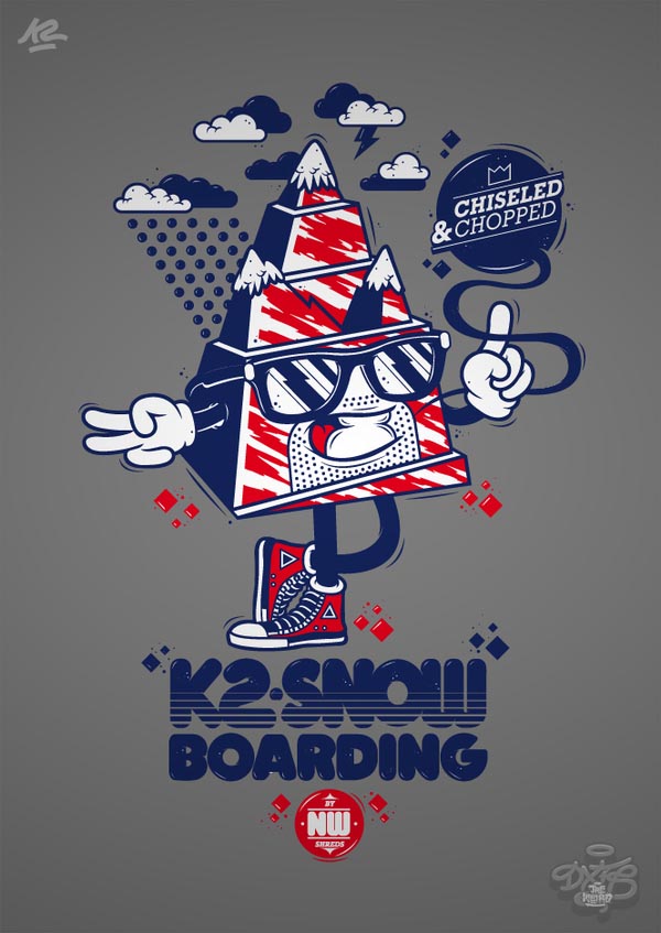 K2 Snowboard Design and T-Shirt Illustrations