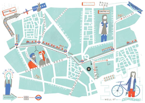East London - Map Illustration by Maggie