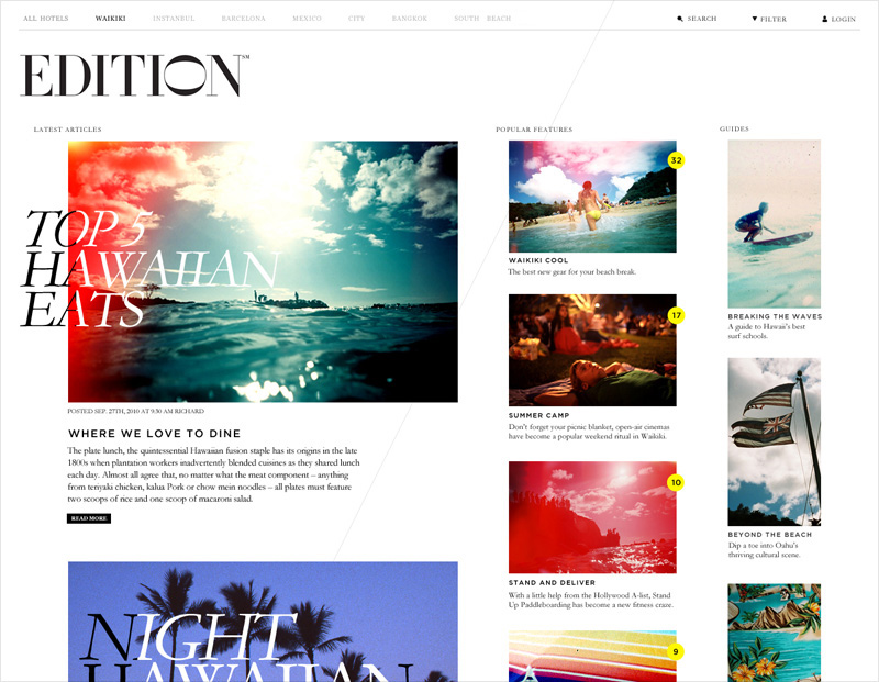 Web Design by Girlfriend for Edition Hotels