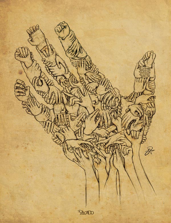 Hands in Hand - Drawing by Pezcado - Julien Poisson