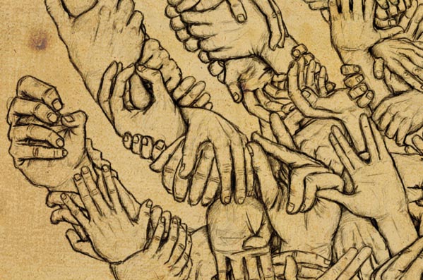 Hands in Hand - Drawing by Pezcado - Julien Poisson (close up)
