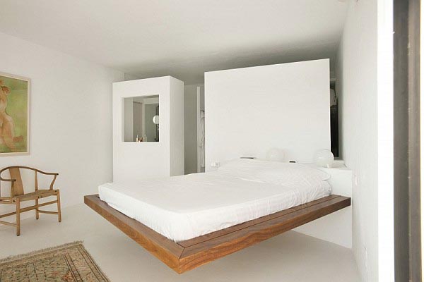 Bedroom with Wooden Bed - White Ibiza Villa