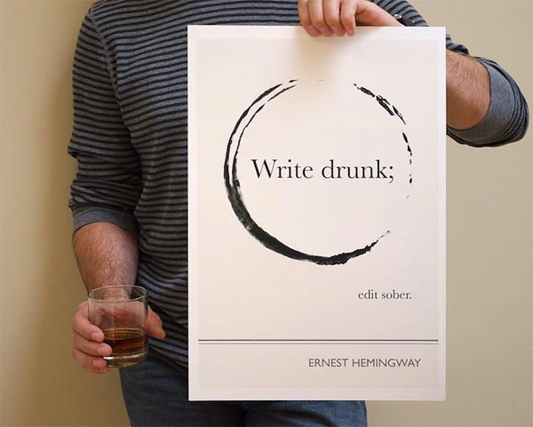 Book Quote Ernest Hemingway Poster Illustration by Evan Robertson