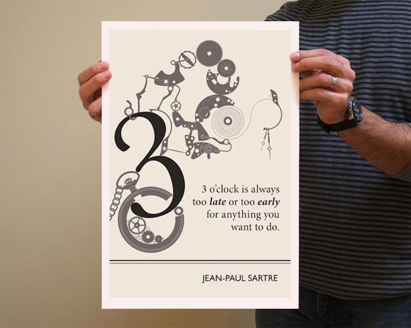 Book Quote Jean-Paul Sartre Poster Illustration by Evan Robertson