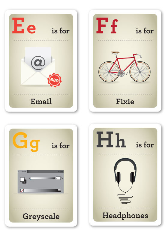 Designer Nerds - Alphabet Flash Cards E-H