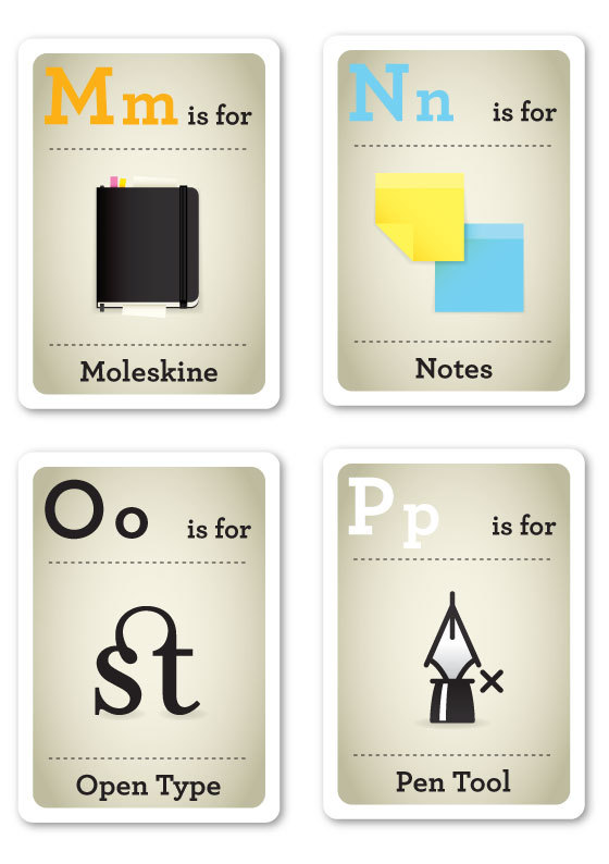 Designer Nerds - Alphabet Flash Cards M-P