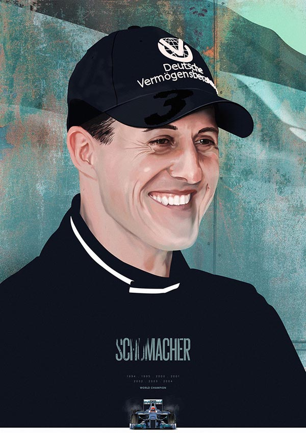 Michael Schumacher - F1 Heroes - Painted Photoshop Portrait by Piotr Buczkowski