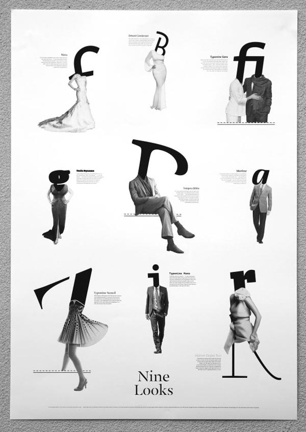 Nine Looks - Typography Silk Screen Print by Dario Dević and Hrvoje Živčić