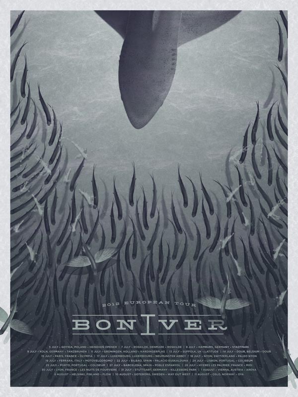 Bon Iver 2012 European Tour Gig Poster Design by DKNG
