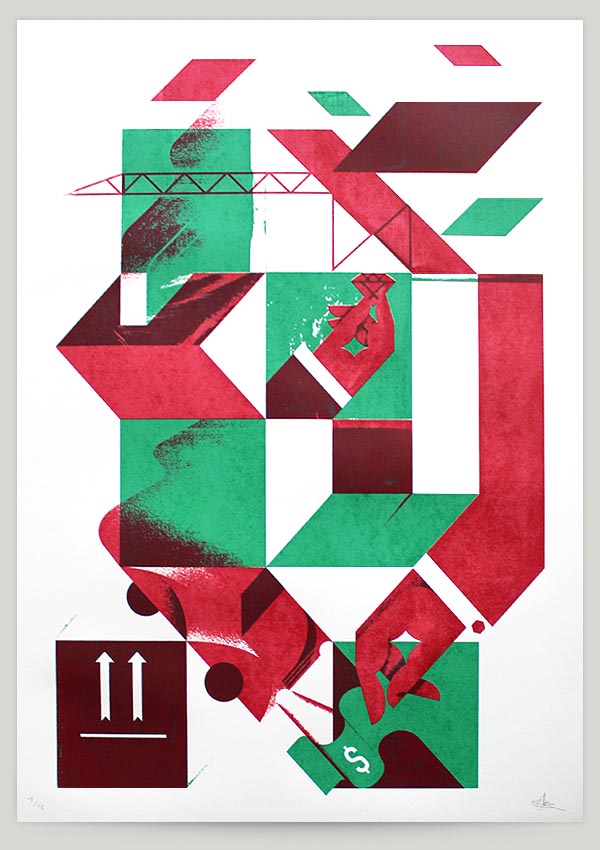Building Up - 2 Color Screen Print Poster Design by Aron Vellekoop León