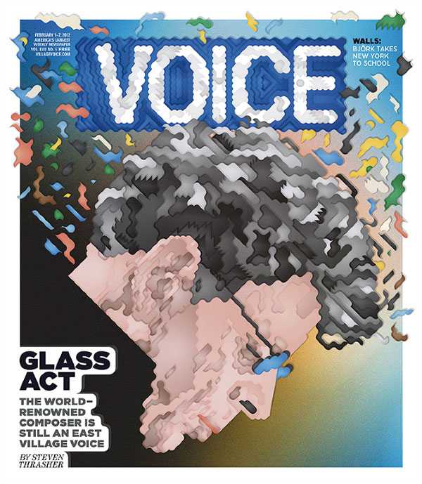Philip Glass Illustration for the cover of The Village Voice