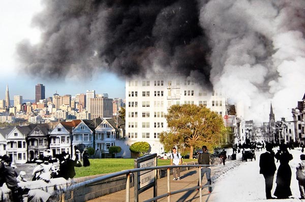 The Earthquake Blend - San Francisco 1906 and 2010 by Shawn Clover