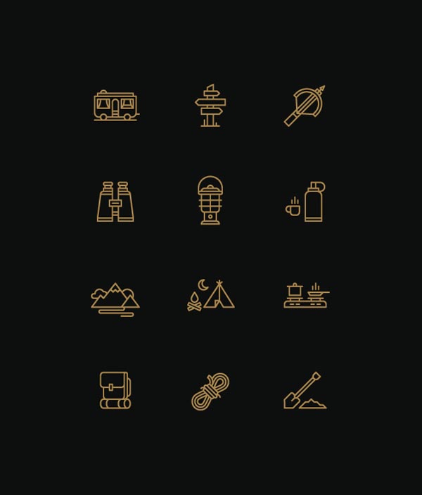 Camping and Hiking Icons by Designer Tim Boelaars