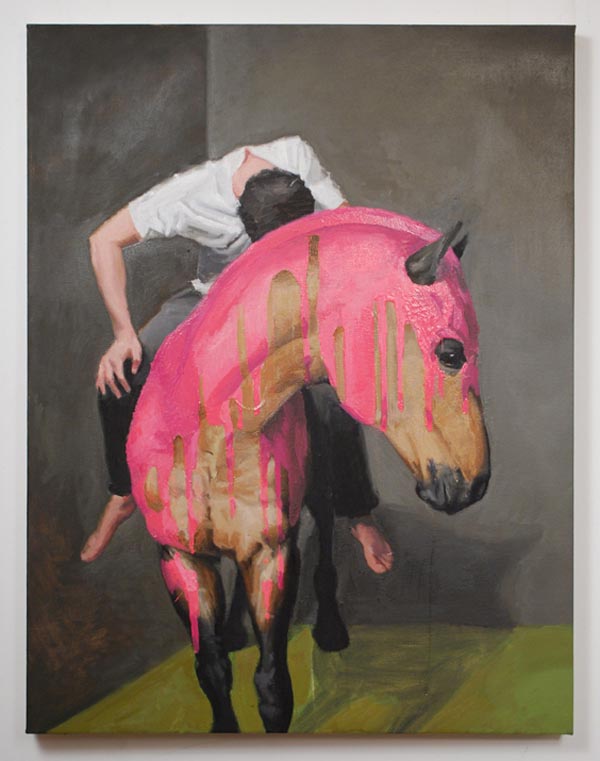 Figure with Painted Horse - Oil on Canvas by Russ Noto