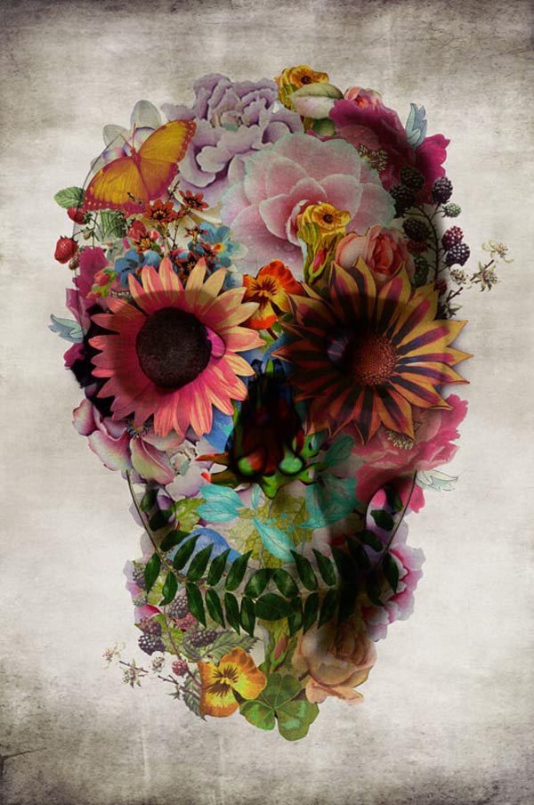 Floral Skull - Illustration by Ali Gulec