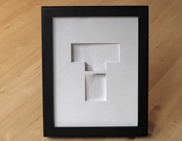 Letter T for Tom - Typographic Paper Artwork by Bianca Chang