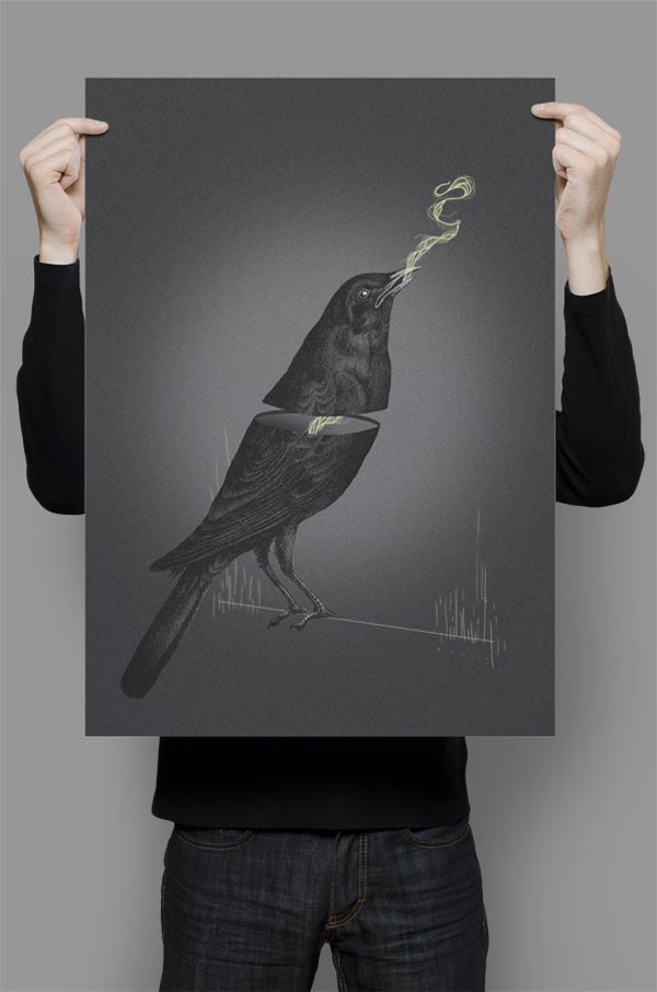 Noise Crow - Digital Illustrated Art Print by Willian Santiago