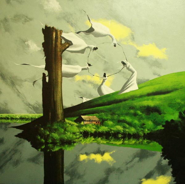 Rain Dance - Acrylic Painting on Canvas by Rom Villaseran
