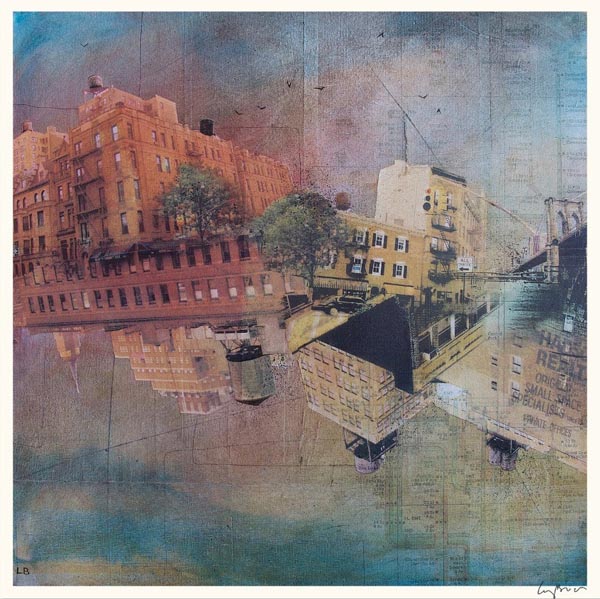 Signed fine art reproduction of the original mixed media painting "Manhattan" by Liz Brizzi