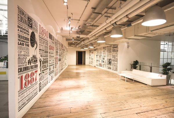 Sony Music Timeline - Typographic and Illustrative Wall Design by Alex Fowkes