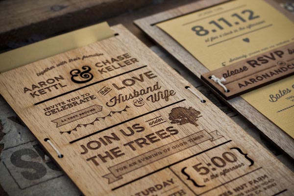 laser cut engraved Wedding Invitation by Chase Kettl