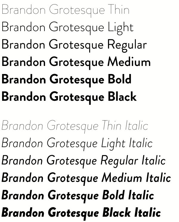 Brandon Grotesque Typefamily is an award-winning contemporary font.