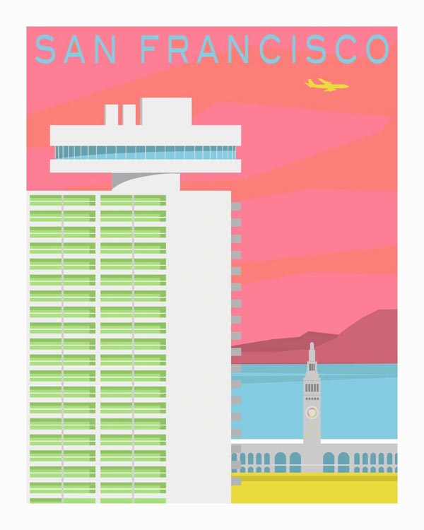 Embarcadero - Forgotten Modernism of San Francisco's Architecture - Vector Illustration by Michael Murphy