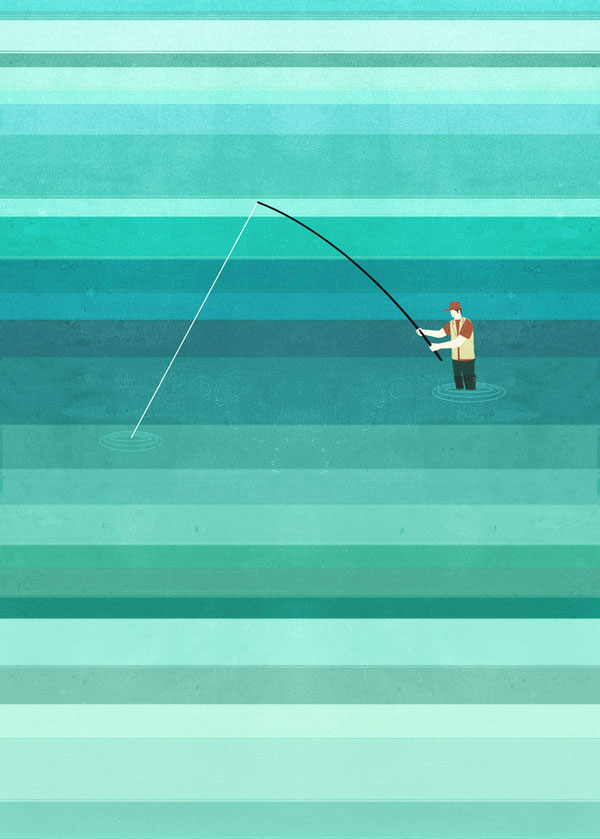 Fishing Wall Illustration by Alessandro Gottardo