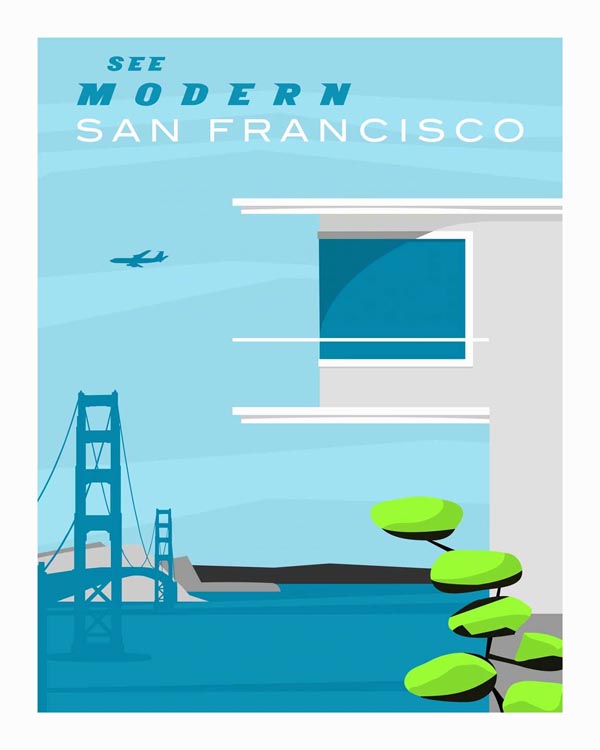 Forgotten Modernism - San Francisco Retro Vector Illustration by Michael Murphy