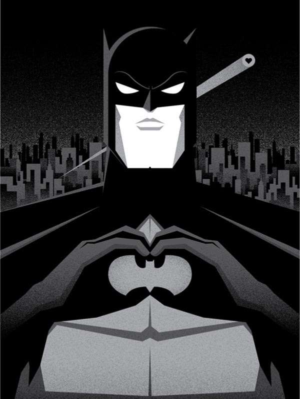 I heart Gotham - Batman Illustration Pop Art Print by Bruce Yan