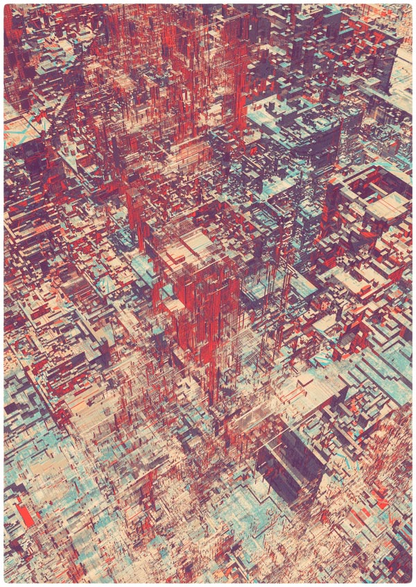 Pixel City II 01 - Experimental Digital Illustration by Atelier Olschinsky