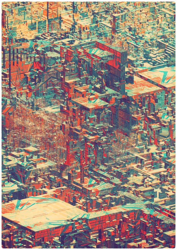 Pixel City II 04 - Experimental Digital Illustration by Atelier Olschinsky
