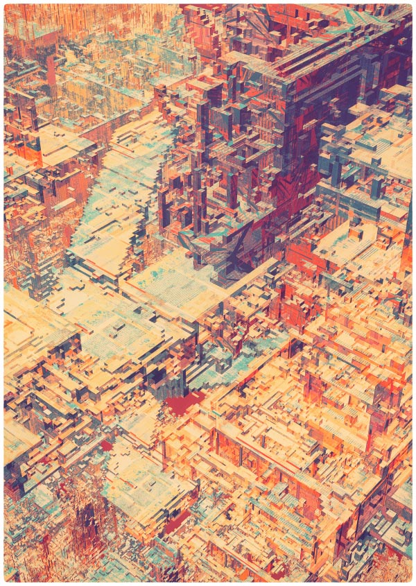 Pixel City II 05 - Experimental Digital Illustration by Atelier Olschinsky