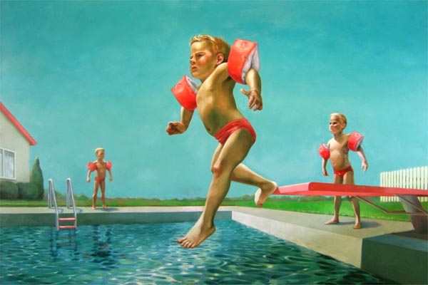 Swimming Lessons - Painting by Robin F Williams