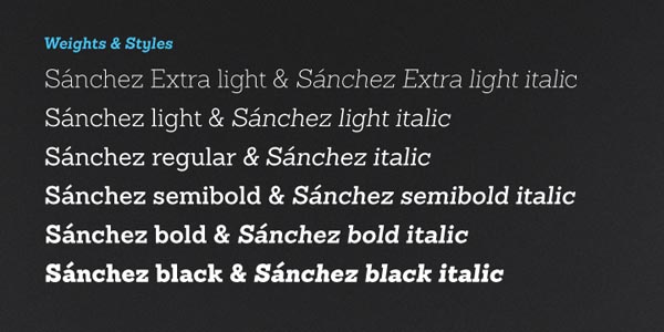 Sánchez Slab Serif Font - Weights and Styles