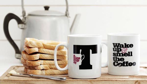 Tesco - typographic mugs by studio Glad