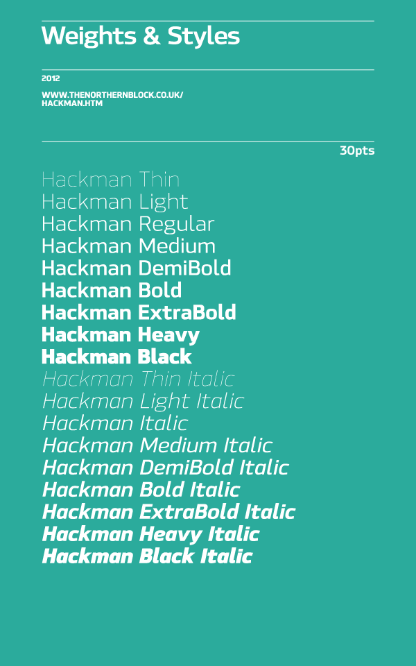 Hackman Font - Weights and Styles